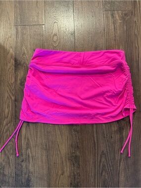 Athleta Hot Pink Swim Skirt Coverup Ruched Side